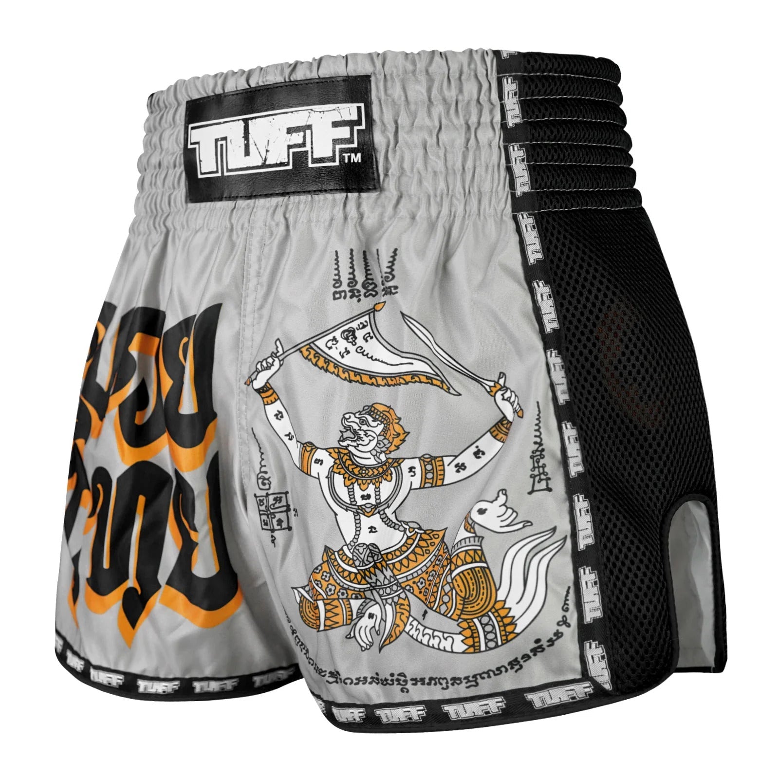 TUFF Muaythai Shorts Retro Style - MSC118 - Hanuman Yantra with War Flag